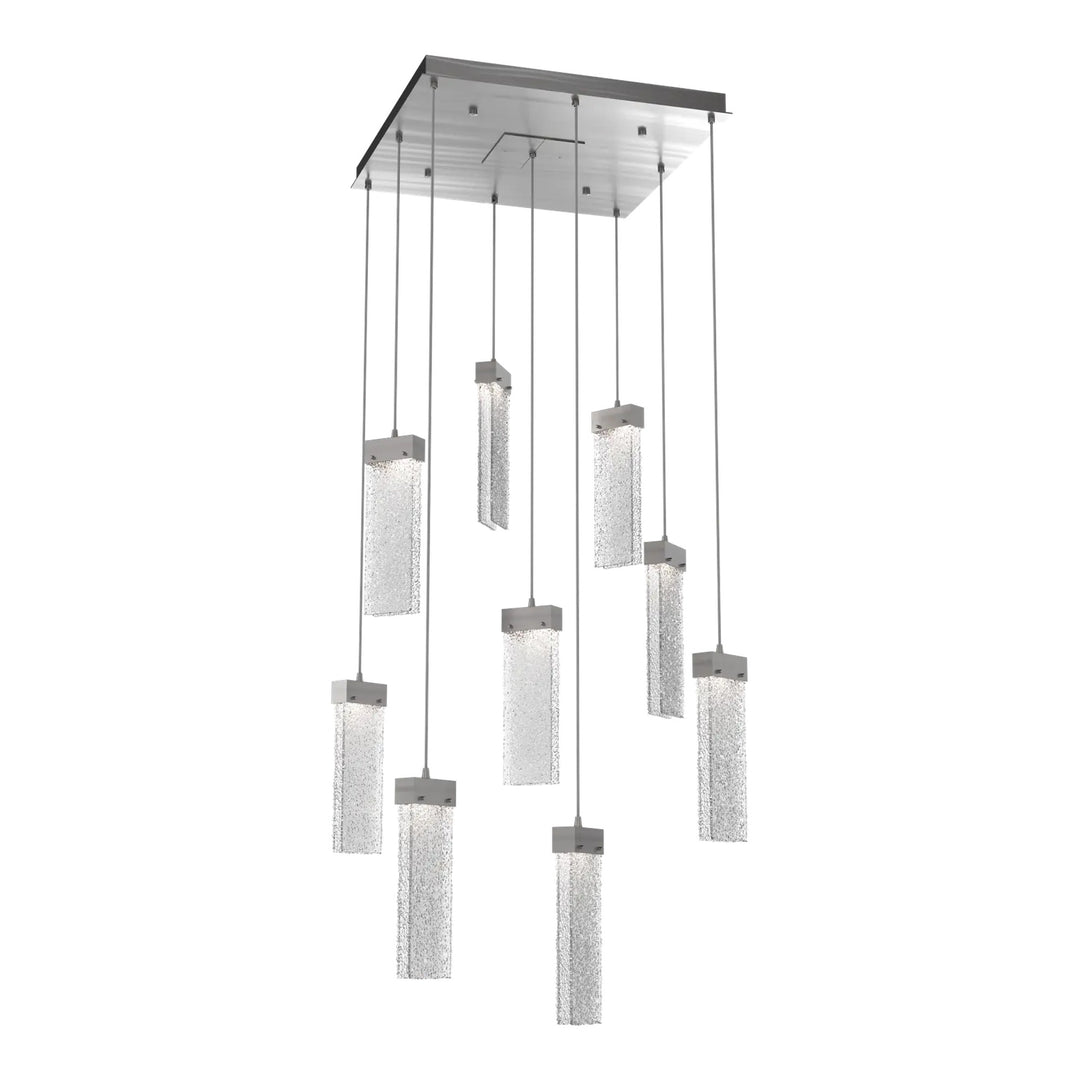 Parallel Square Pendant Chandelier by Hammerton Studio – 9 Lights in Satin Nickel