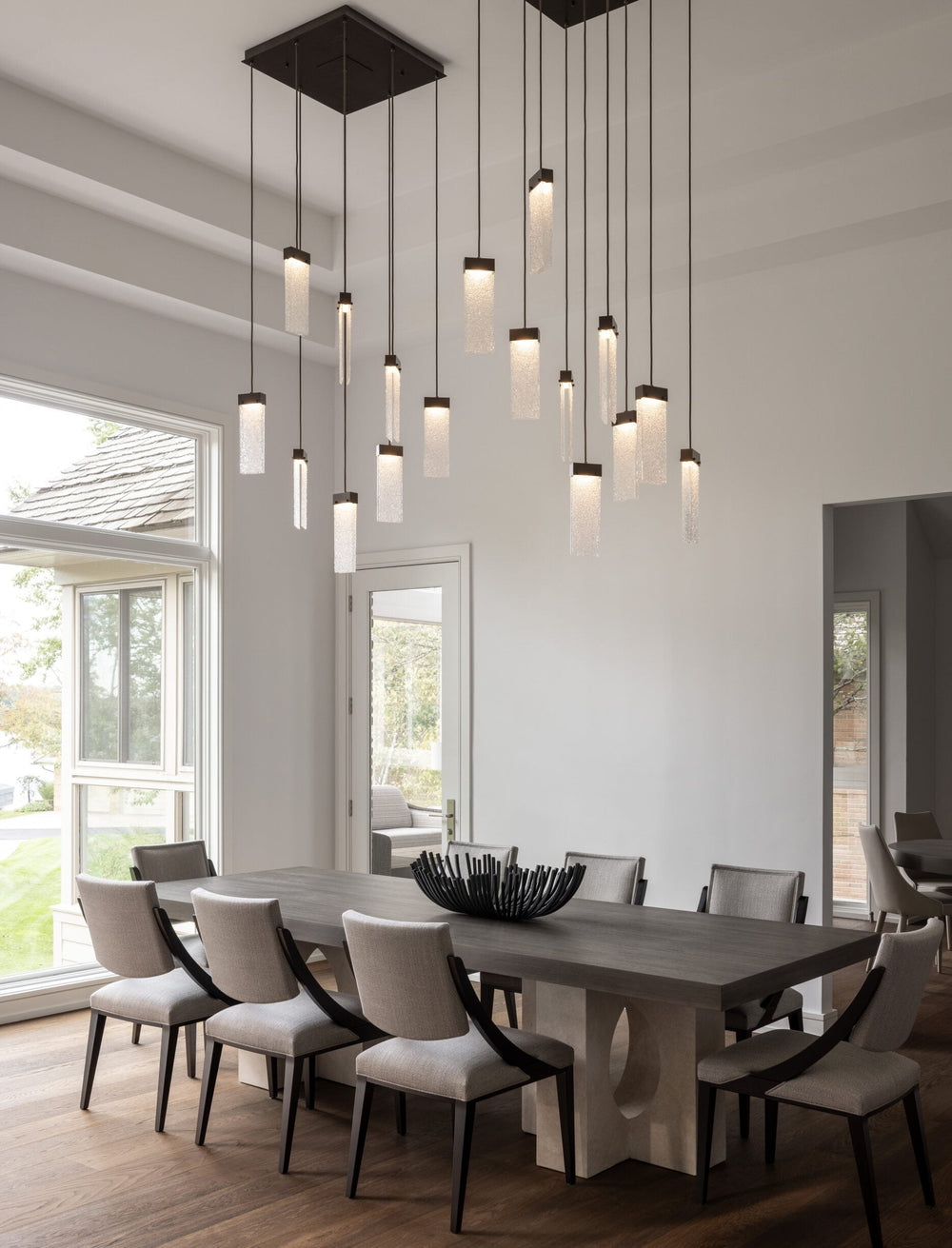 Parallel Square Pendant Chandelier by Hammerton Studio in a styled interior
