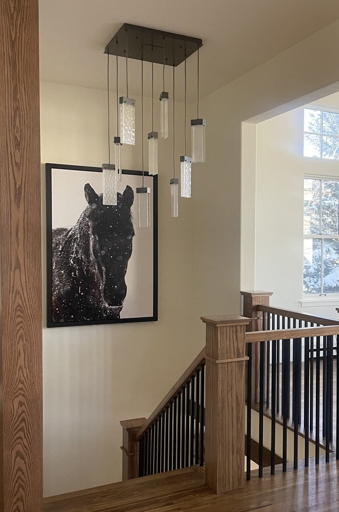 Parallel Square Pendant Chandelier by Hammerton Studio in a styled interior