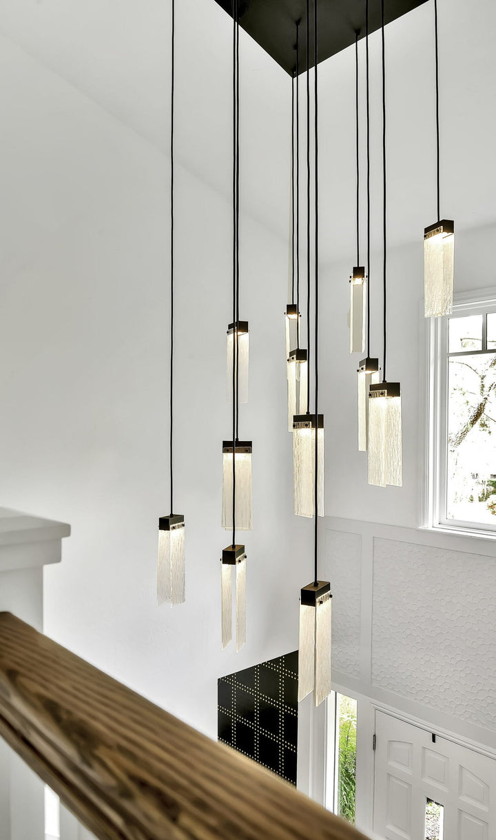Parallel Square Pendant Chandelier by Hammerton Studio in a styled interior