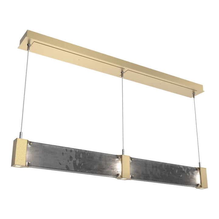 Parallel Straight Linear Chandelier by Hammerton Studio in Gilded Brass