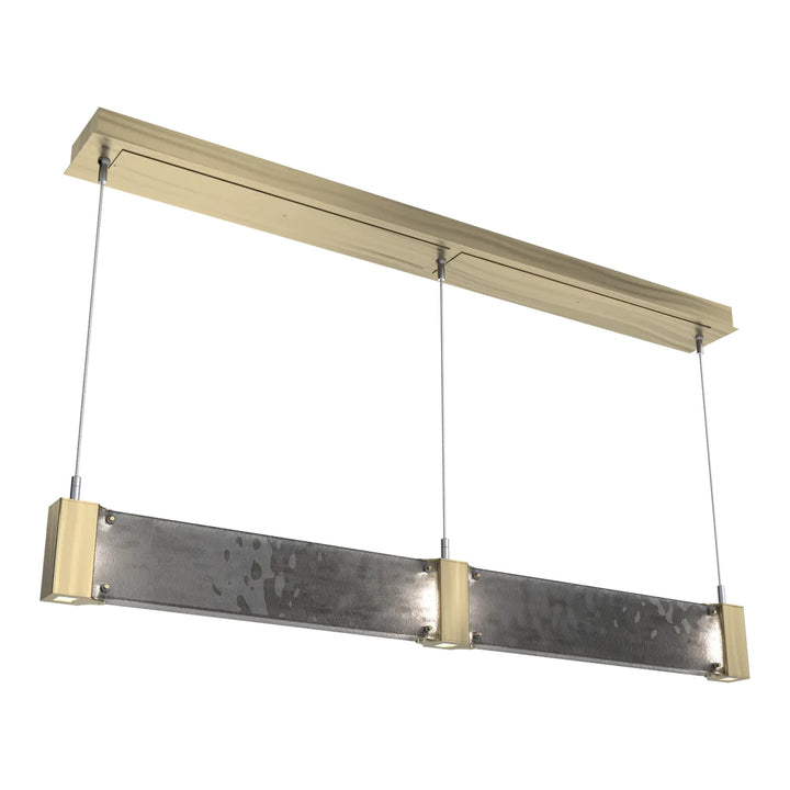 Parallel Straight Linear Chandelier by Hammerton Studio in Heritage Brass