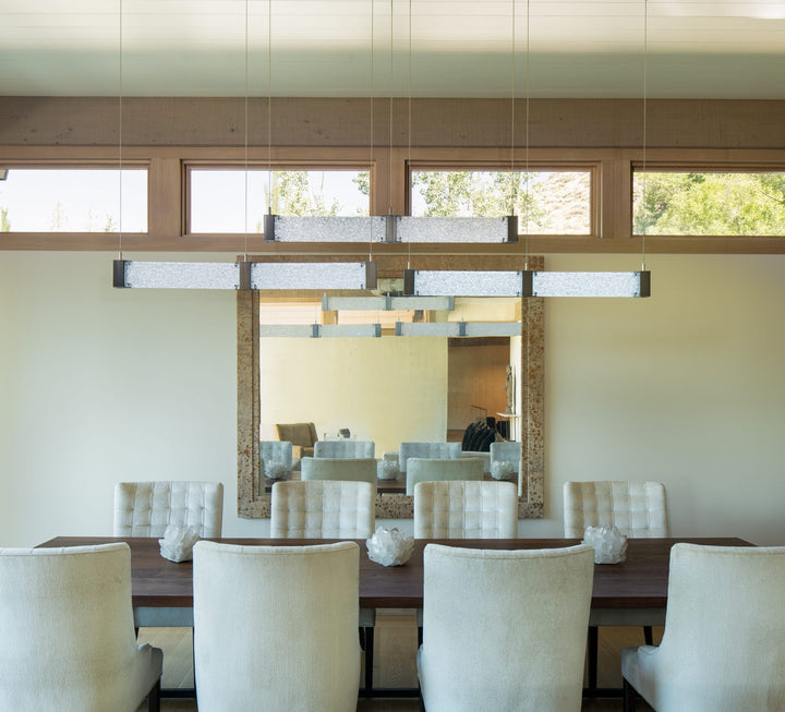 Parallel Straight Linear Chandelier by Hammerton Studio in a styled interior