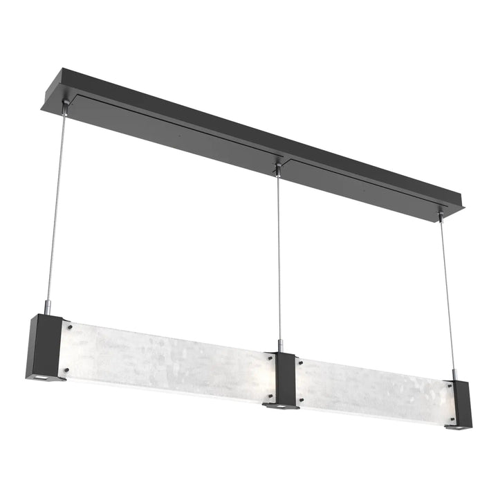 Parallel Straight Linear Chandelier by Hammerton Studio in Matte Black with Clear Granite glass