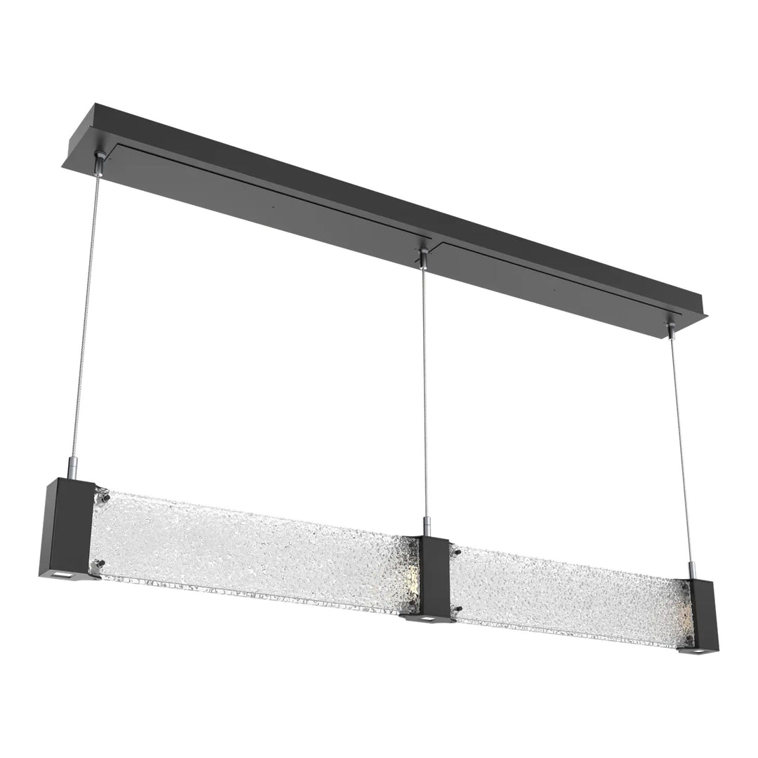 Parallel Straight Linear Chandelier by Hammerton Studio in Matte Black with Clear Rimelight glass