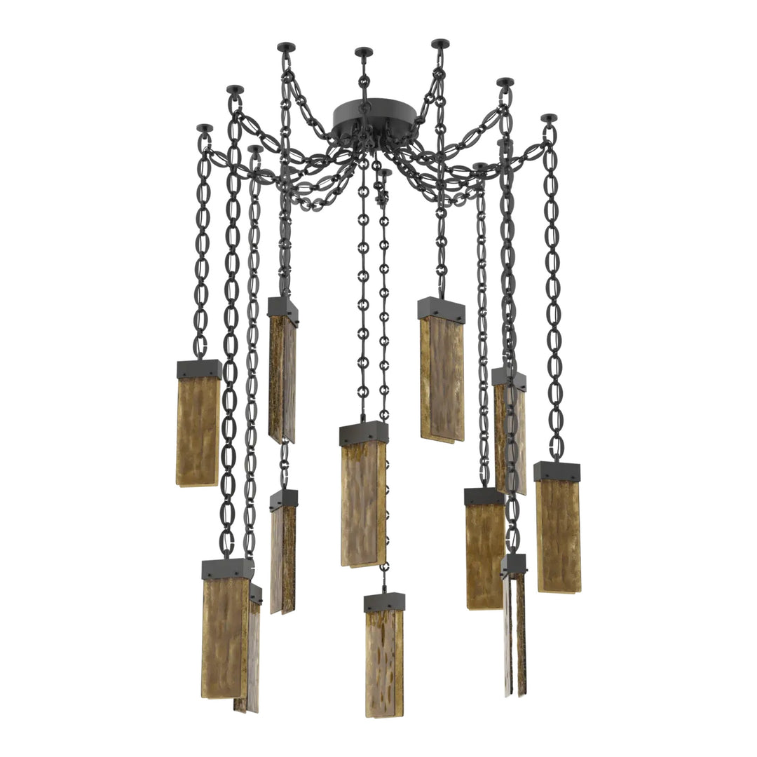 Parallel Swag Chandelier by Hammerton Studio – 12 Lights in Matte Black on Oval Chain