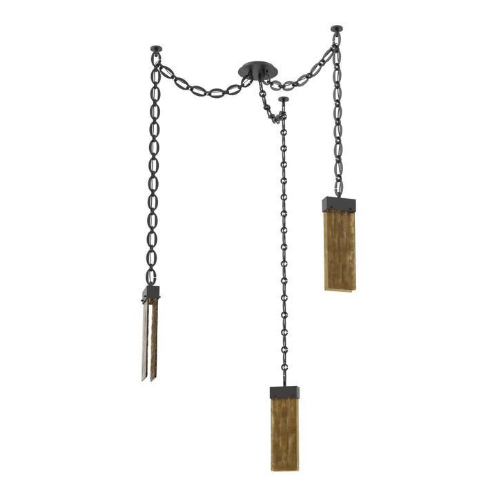 Parallel Swag Chandelier by Hammerton Studio – 3 Lights in Matte Black on Oval Chain