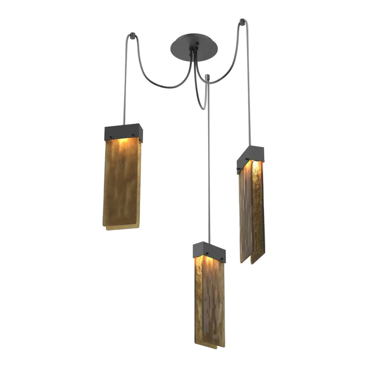 Parallel Swag Chandelier by Hammerton Studio – 3 Lights in Matte Black on adjustable cord
