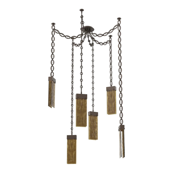 Parallel Swag Chandelier by Hammerton Studio – 6 Lights in Flat Bronze on Oval Chain