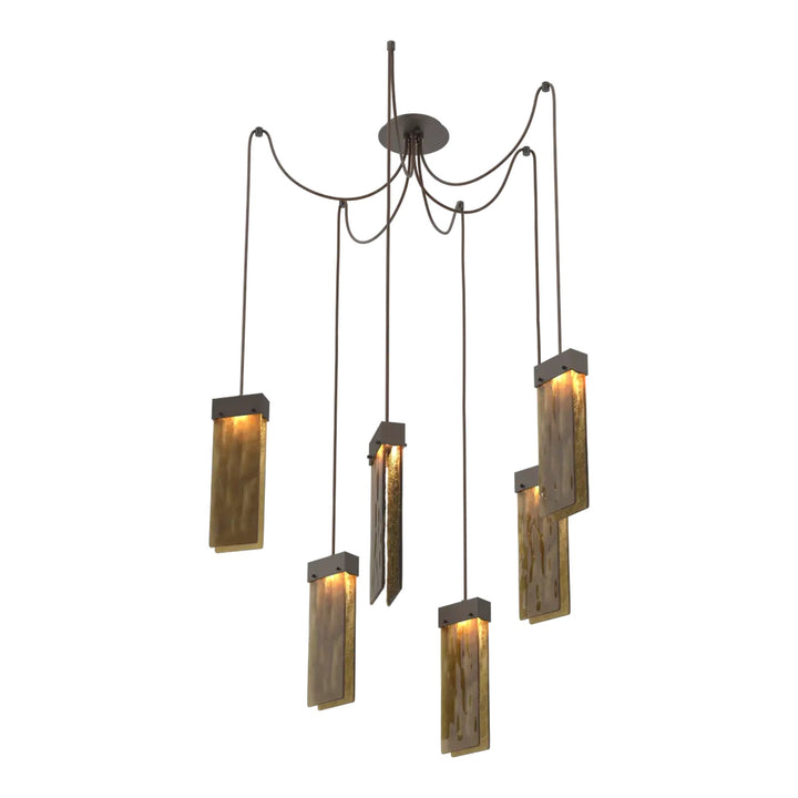 Parallel Swag Chandelier by Hammerton Studio – 6 Lights in Flat Bronze on adjustable cord