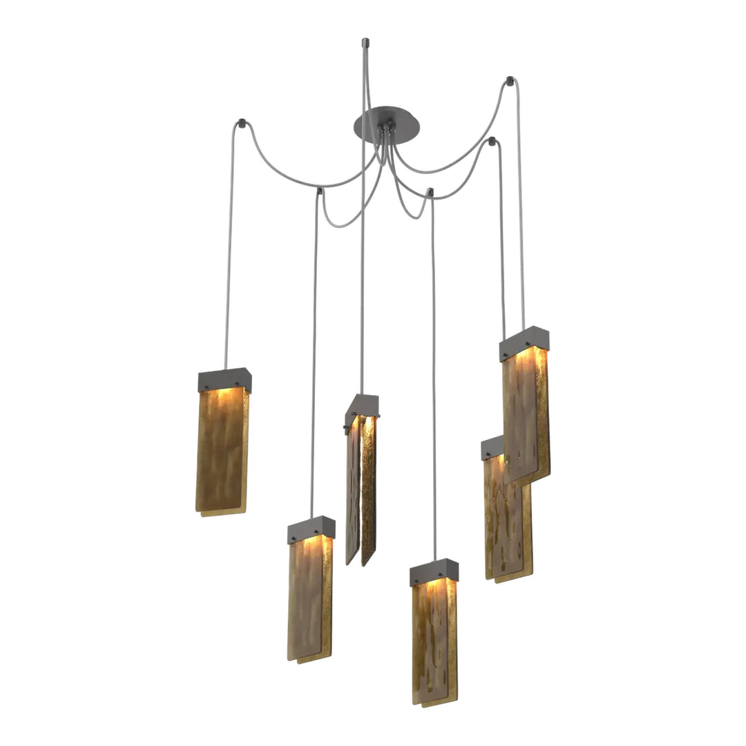Parallel Swag Chandelier by Hammerton Studio – 6 Lights in Graphite on adjustable cord
