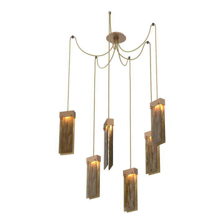 Parallel Swag Chandelier by Hammerton Studio – 6 Lights in Novel Brass on adjustable cord