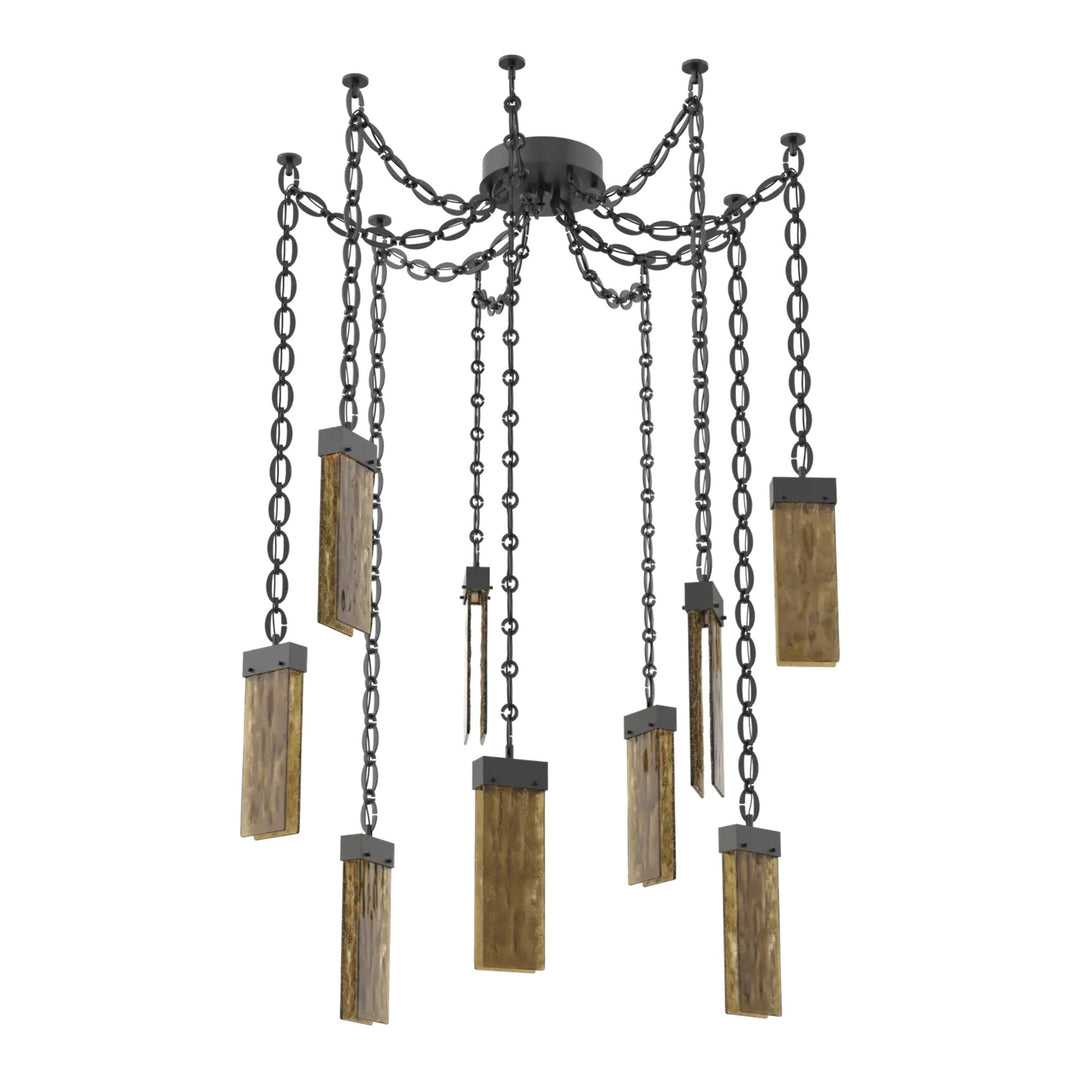 Parallel Swag Chandelier by Hammerton Studio – 9 Lights in Matte Black on Oval Chain