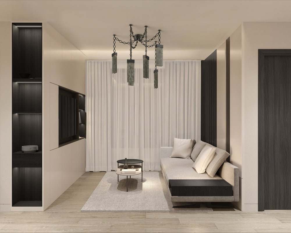 Parallel Swag Chandelier by Hammerton Studio in a styled interior
