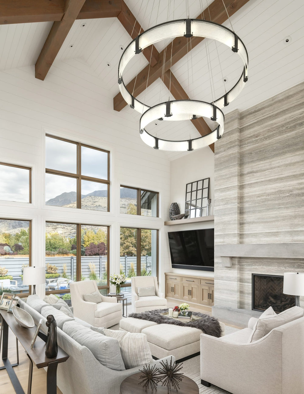 Parallel Two-Tier Ring Chandelier by Hammerton Studio in a styled interior