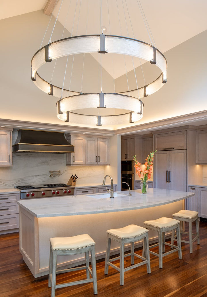 Parallel Two-Tier Ring Chandelier by Hammerton Studio in a styled interior