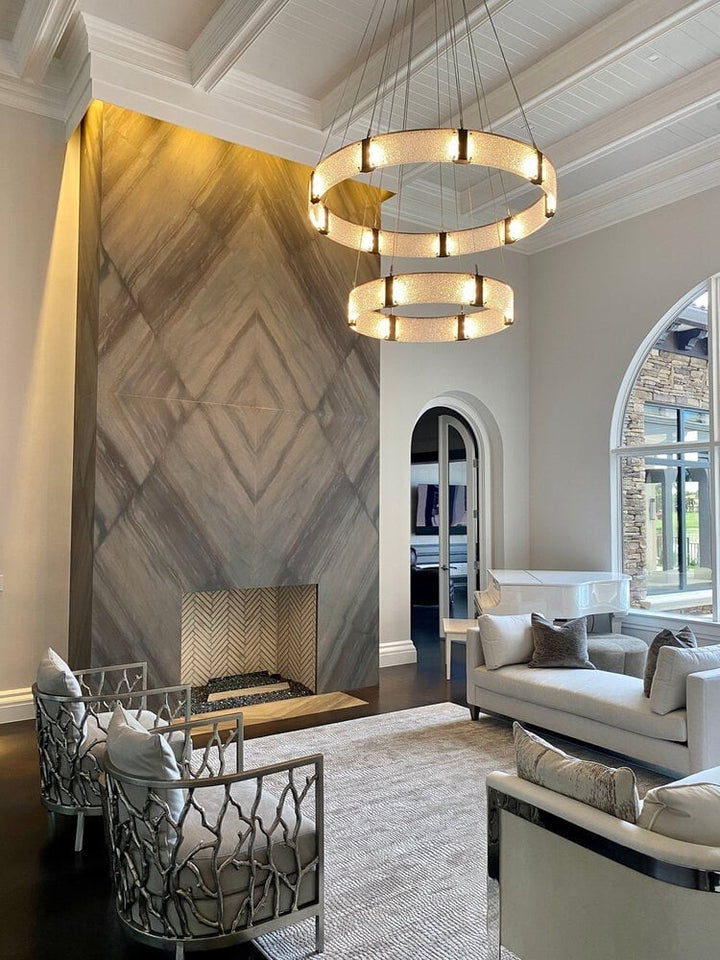 Parallel Two-Tier Ring Chandelier by Hammerton Studio in a styled interior