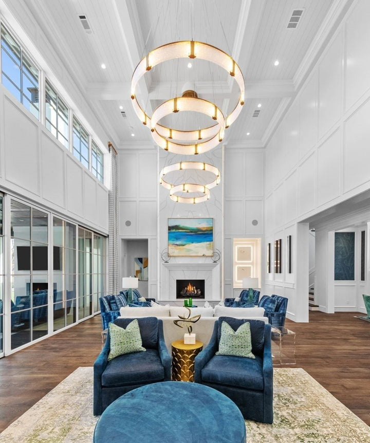 Parallel Two-Tier Ring Chandelier by Hammerton Studio in a styled interior
