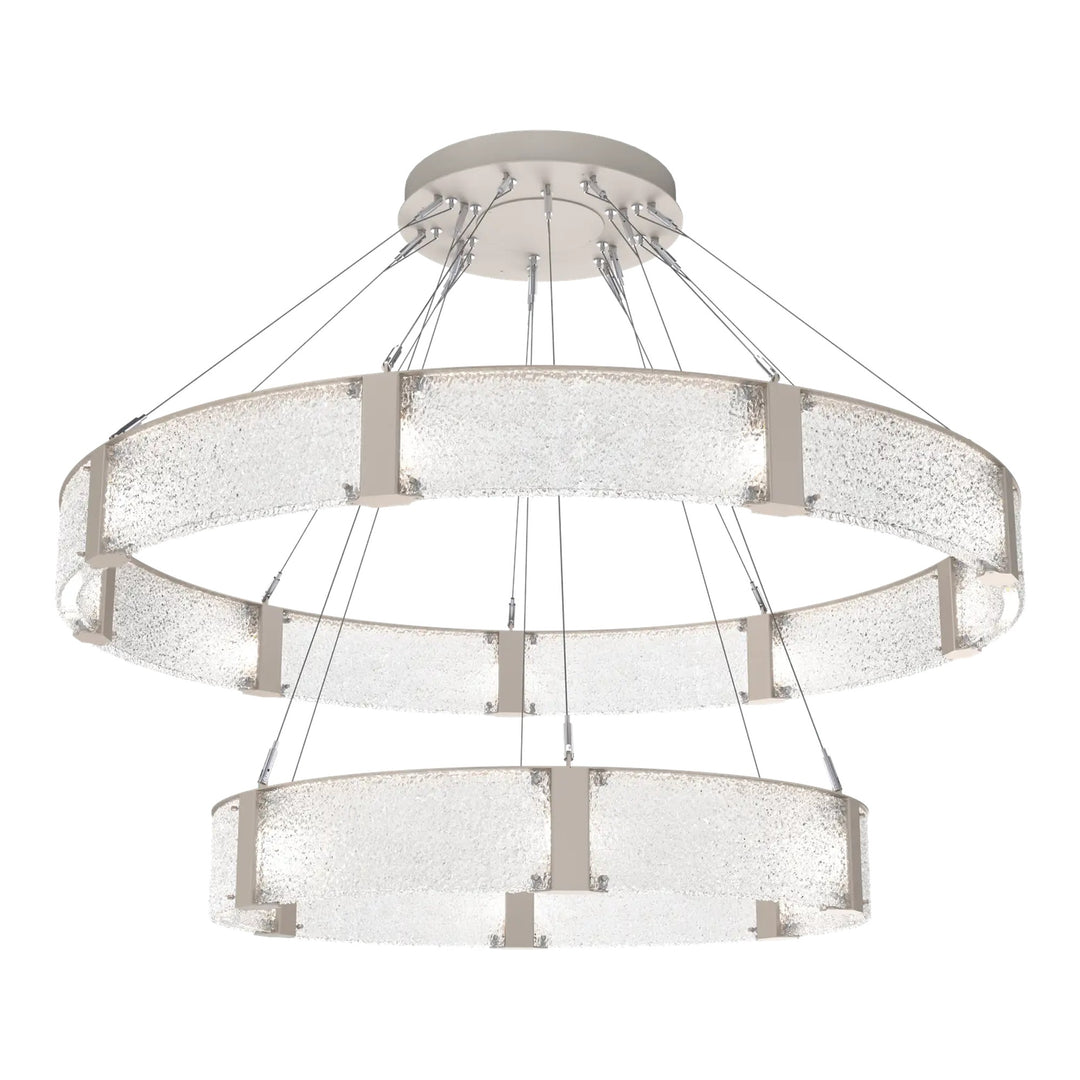 Parallel Two-Tier Ring Chandelier by Hammerton Studio – XL in Beige Silver