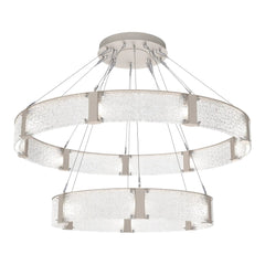 Parallel Two-Tier Ring Chandelier by Hammerton Studio – XL in Beige Silver