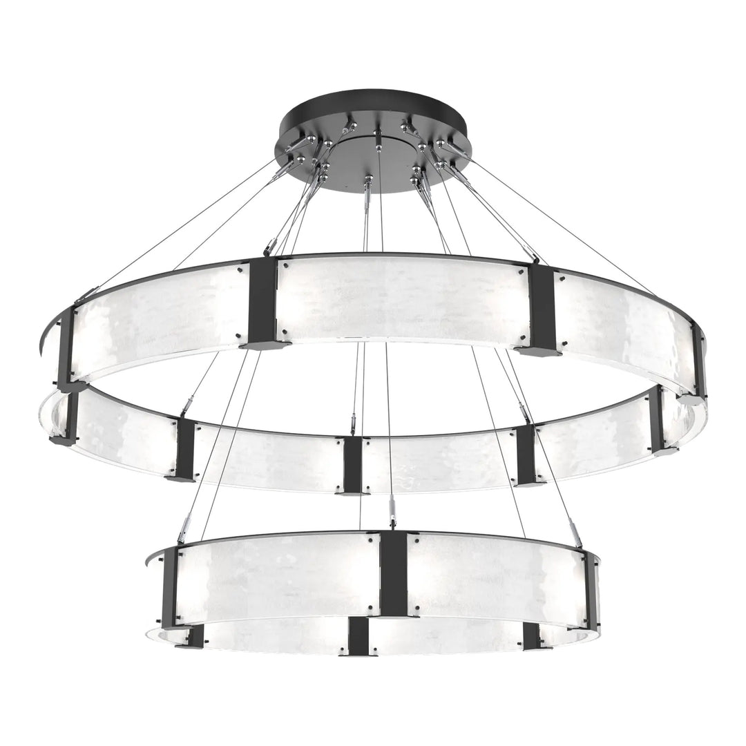 Parallel Two-Tier Ring Chandelier by Hammerton Studio – XL in Matte Black with Clear Granite glass