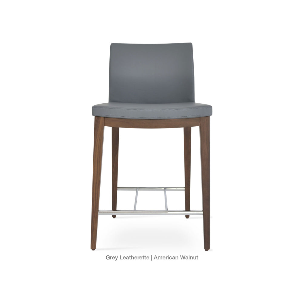 Pasha Wood Low Back Stool — white product view | Soho Concept