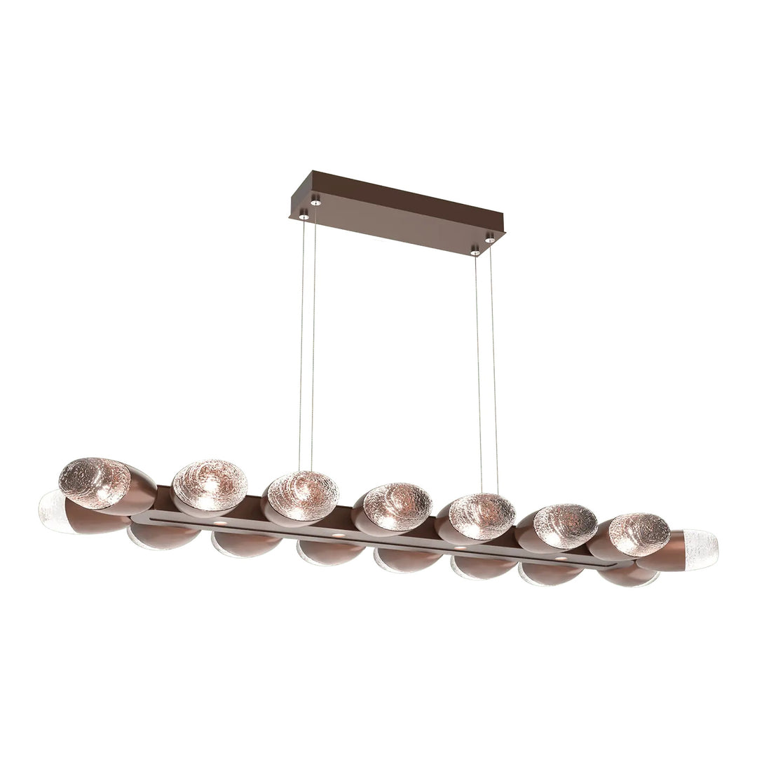 Pebble Linear Chandelier by Hammerton Studio in Burnished Bronze