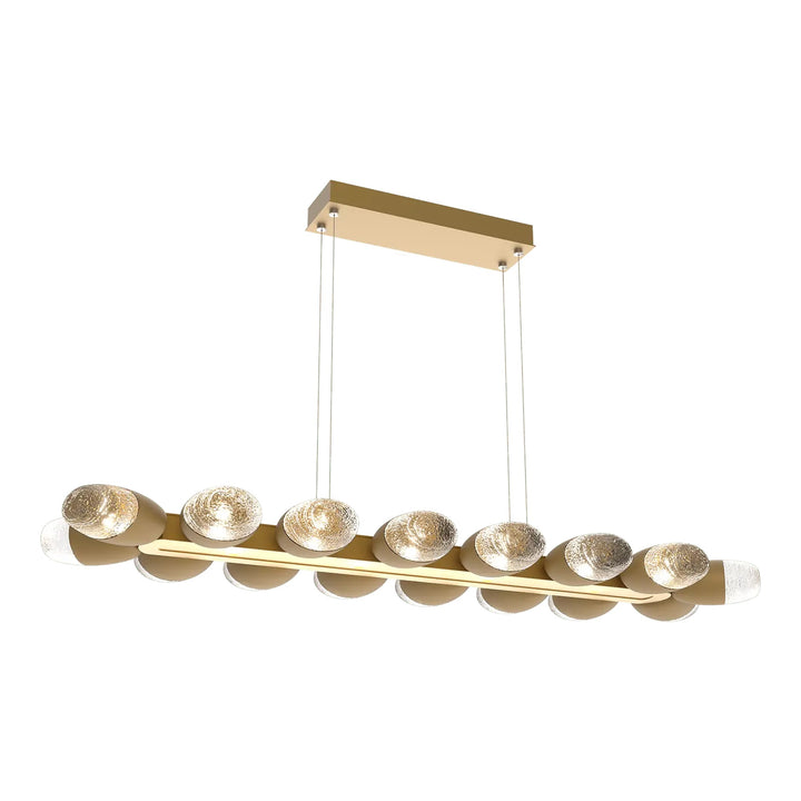 Pebble Linear Chandelier by Hammerton Studio in Gilded Brass