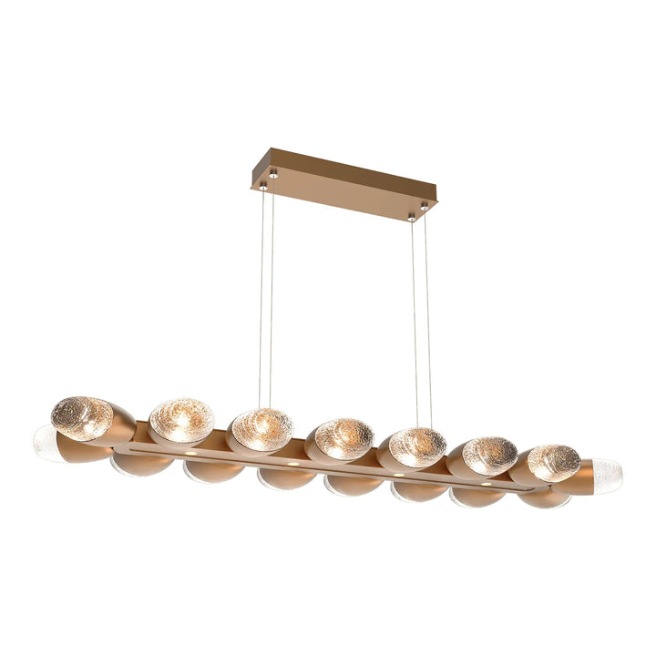 Pebble Linear Chandelier by Hammerton Studio in Novel Brass