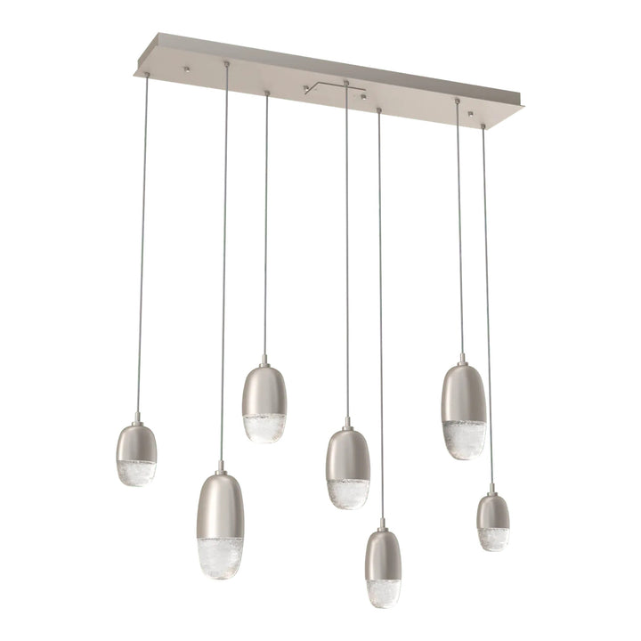 Pebble Linear Pendant Chandelier by Hammerton Studio in Beige Silver