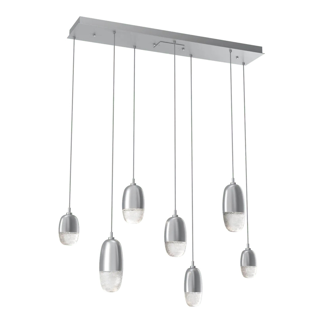Pebble Linear Pendant Chandelier by Hammerton Studio in Classic Silver