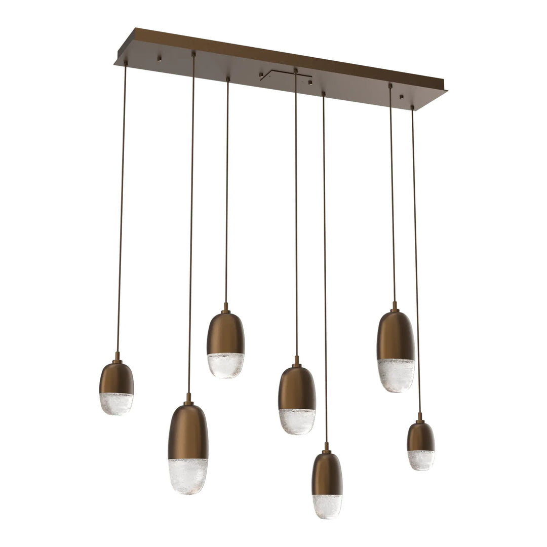 Pebble Linear Pendant Chandelier by Hammerton Studio in Flat Bronze
