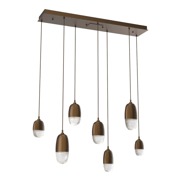 Pebble Linear Pendant Chandelier by Hammerton Studio in Flat Bronze