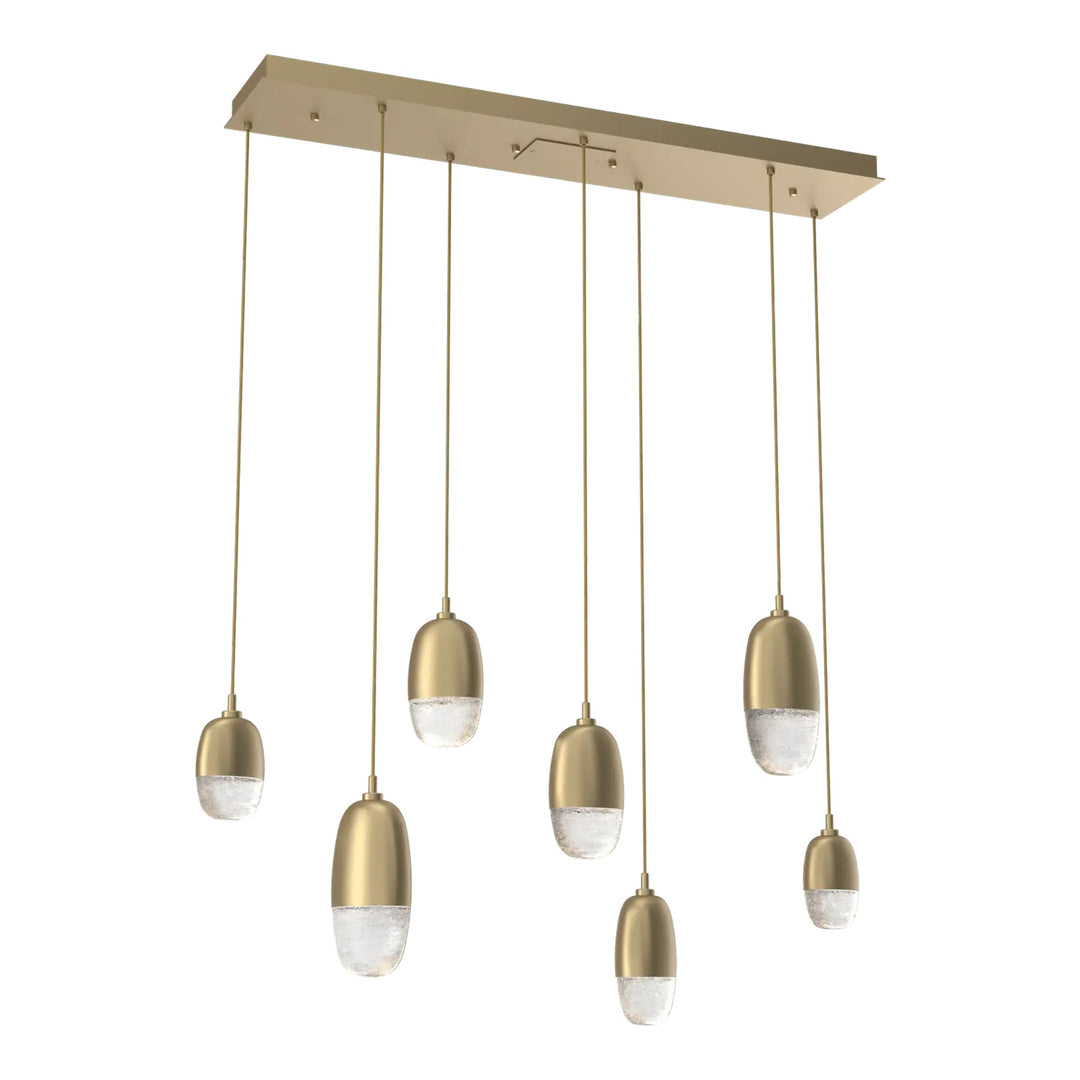 Pebble Linear Pendant Chandelier by Hammerton Studio in Gilded Brass