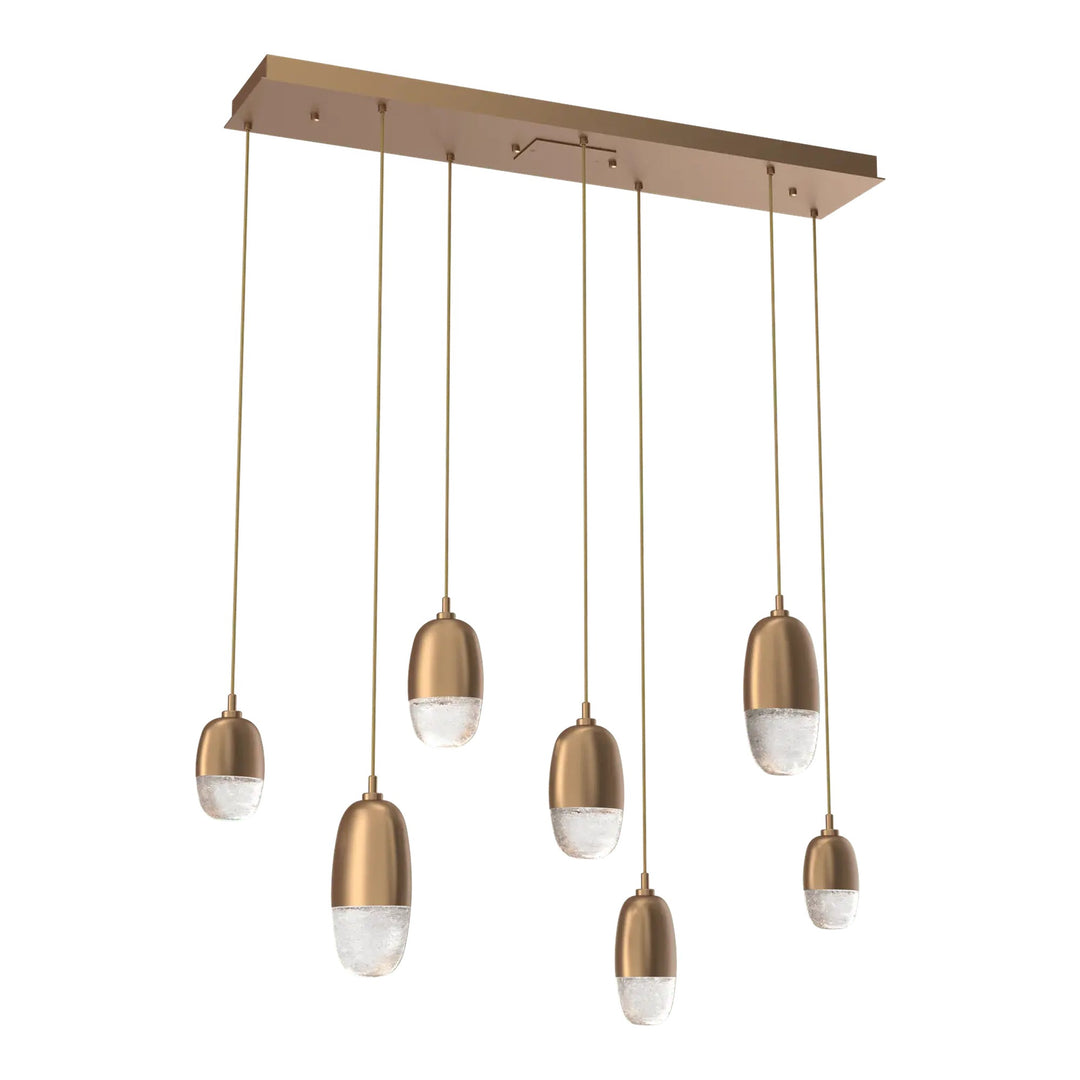 Pebble Linear Pendant Chandelier by Hammerton Studio in Novel Brass