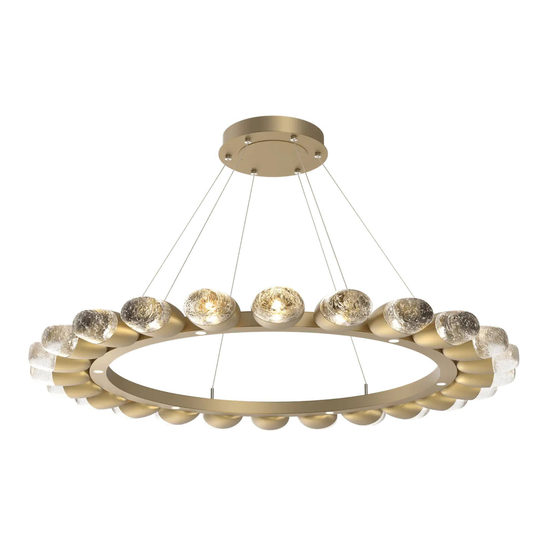 Pebble Ring Chandelier by Hammerton Studio in Gilded Brass