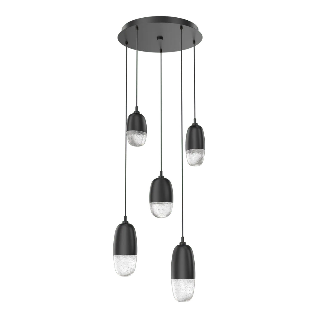 Pebble Round Pendant Chandelier by Hammerton Studio, 5 Lights