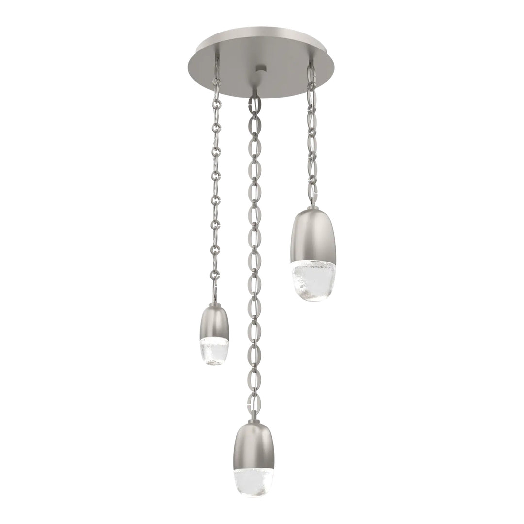 Pebble Round Pendant Chandelier by Hammerton Studio in Beige Silver on chain