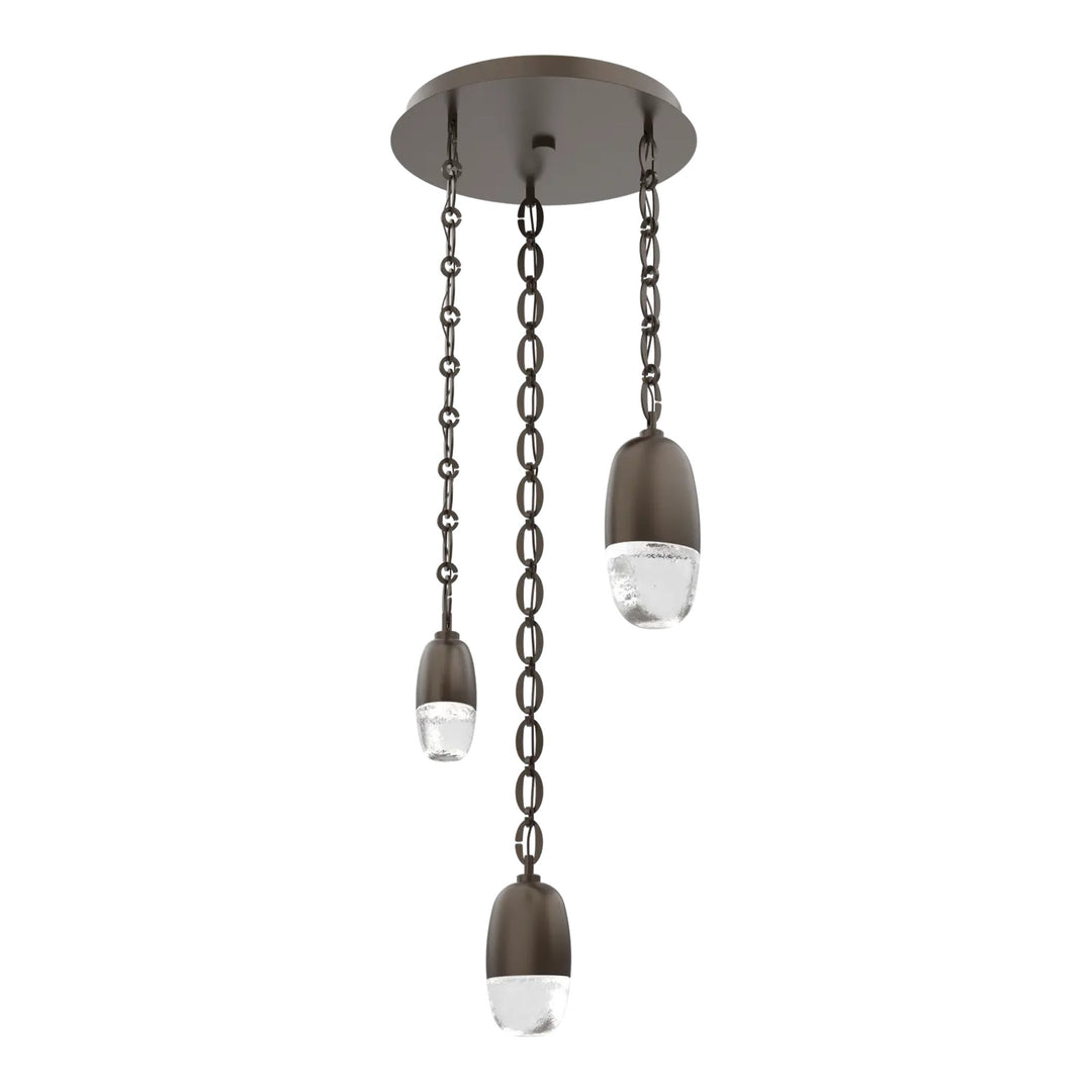 Pebble Round Pendant Chandelier by Hammerton Studio in Flat Bronze on chain