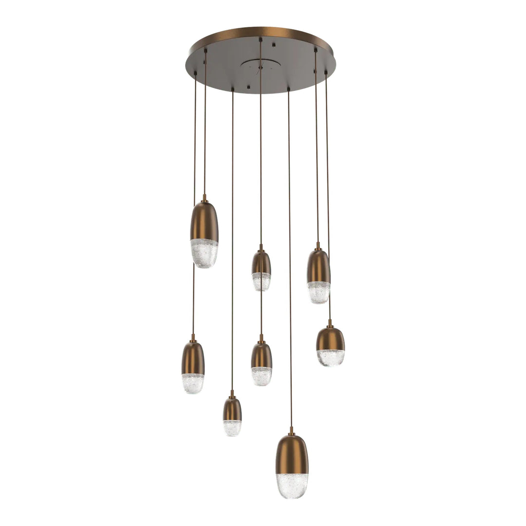 Pebble Round Pendant Chandelier by Hammerton Studio in Flat Bronze