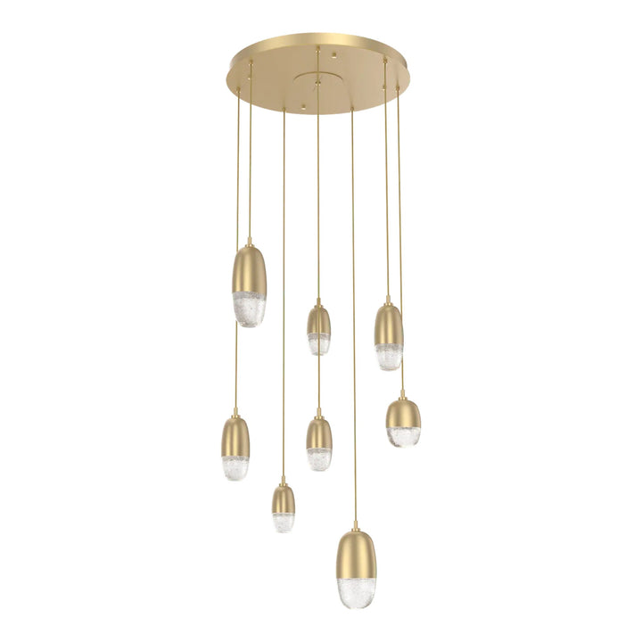 Pebble Round Pendant Chandelier by Hammerton Studio in Gilded Brass