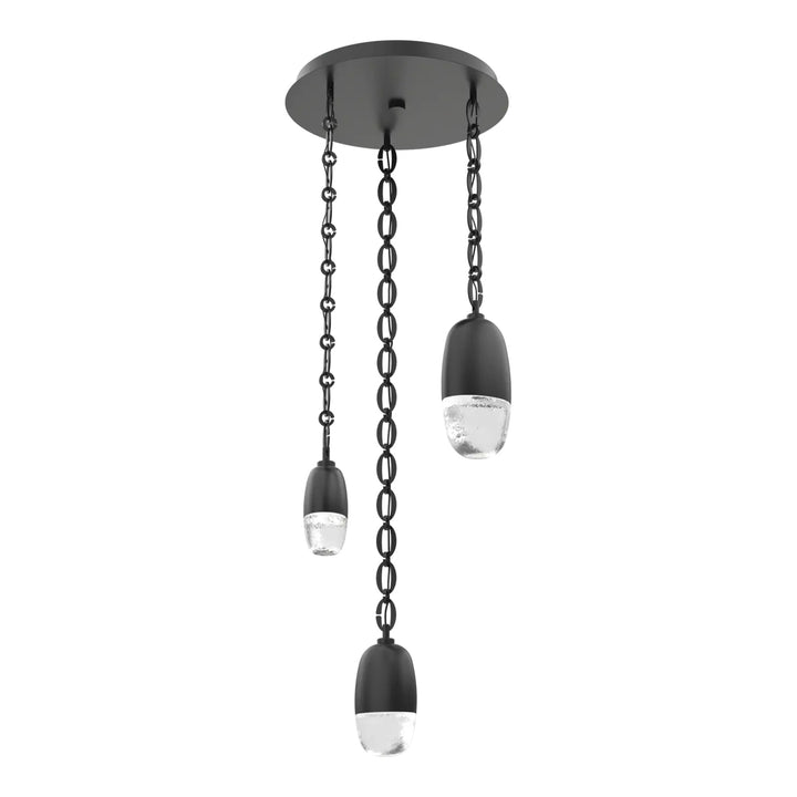 Pebble Round Pendant Chandelier by Hammerton Studio in Matte Black on chain