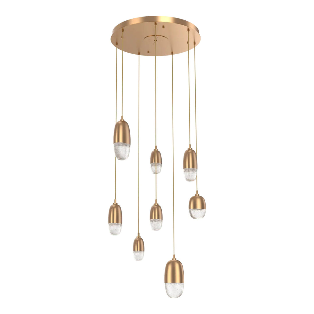 Pebble Round Pendant Chandelier by Hammerton Studio in Novel Brass