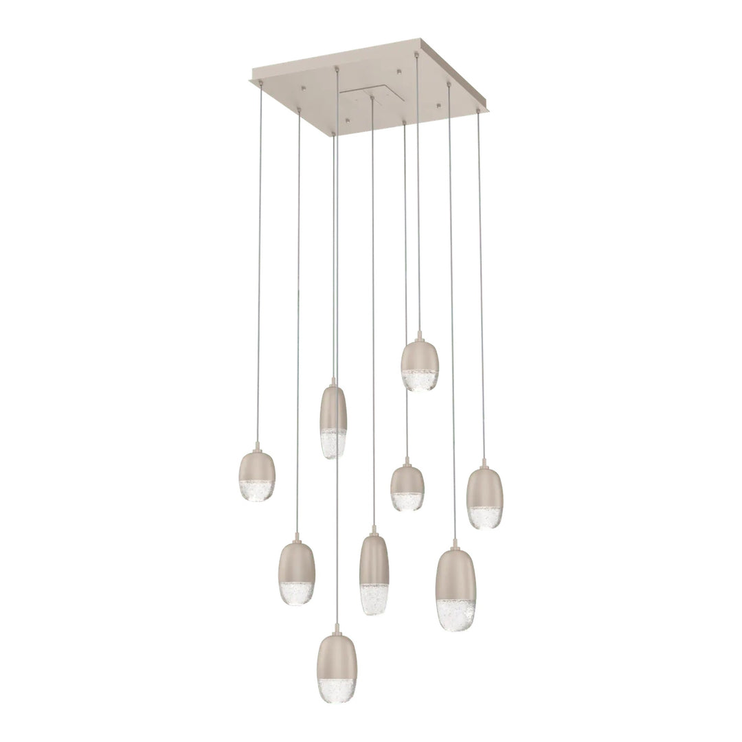 Pebble Square Pendant Chandelier by Hammerton Studio in Beige Silver