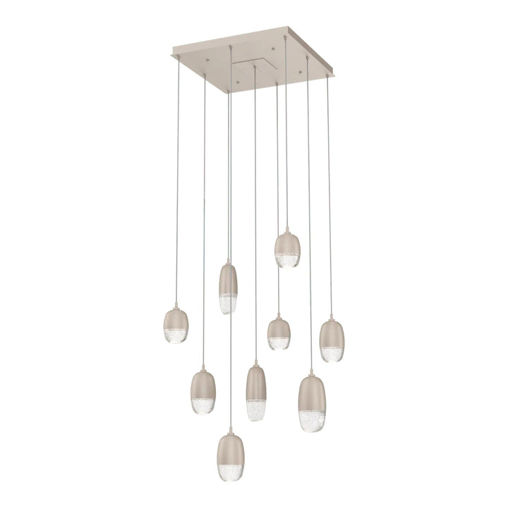 Pebble Square Pendant Chandelier by Hammerton Studio in Beige Silver