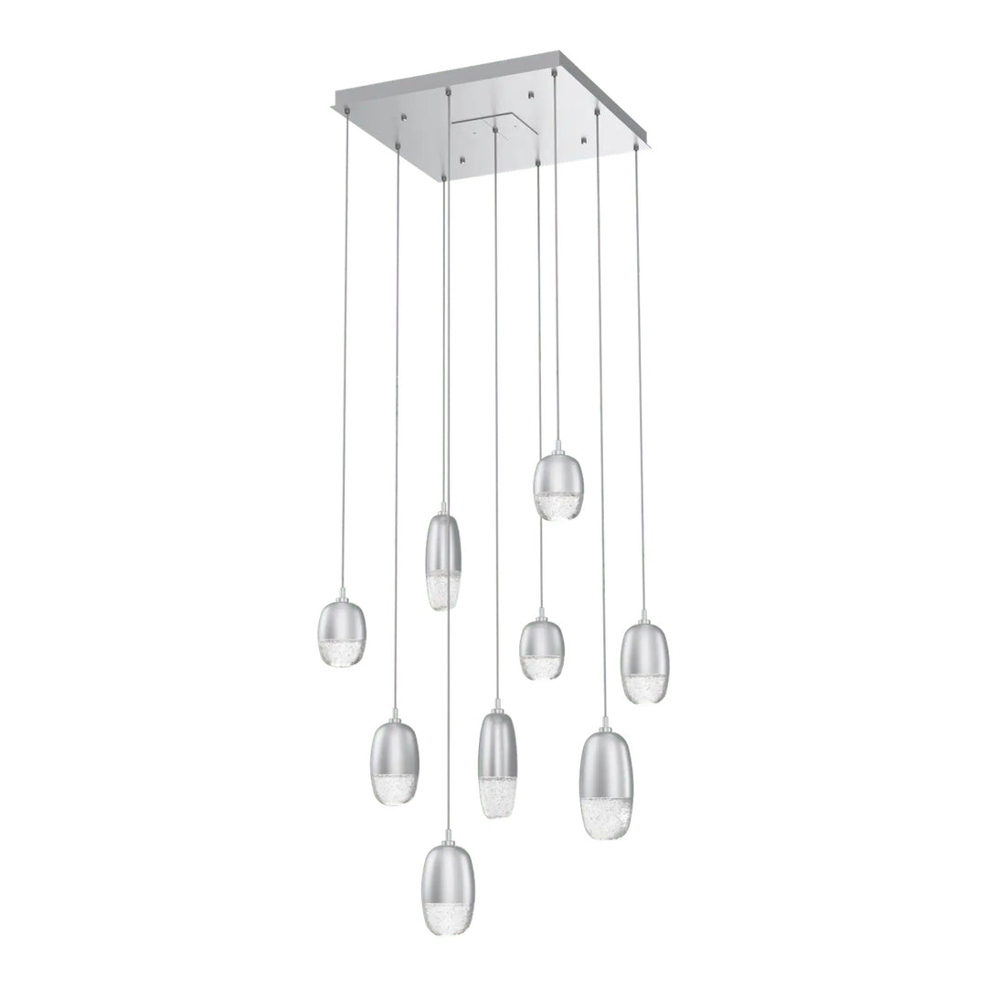 Pebble Square Pendant Chandelier by Hammerton Studio in Classic Silver
