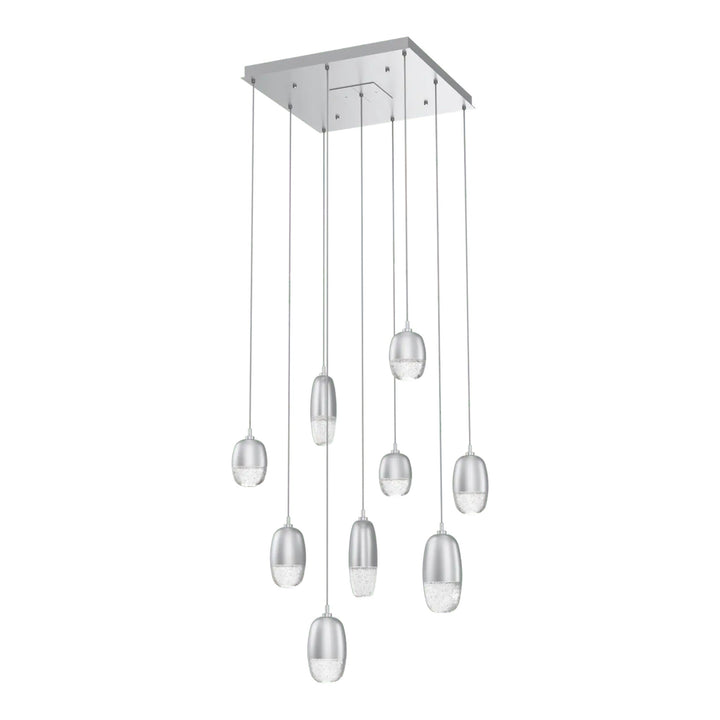 Pebble Square Pendant Chandelier by Hammerton Studio in Classic Silver