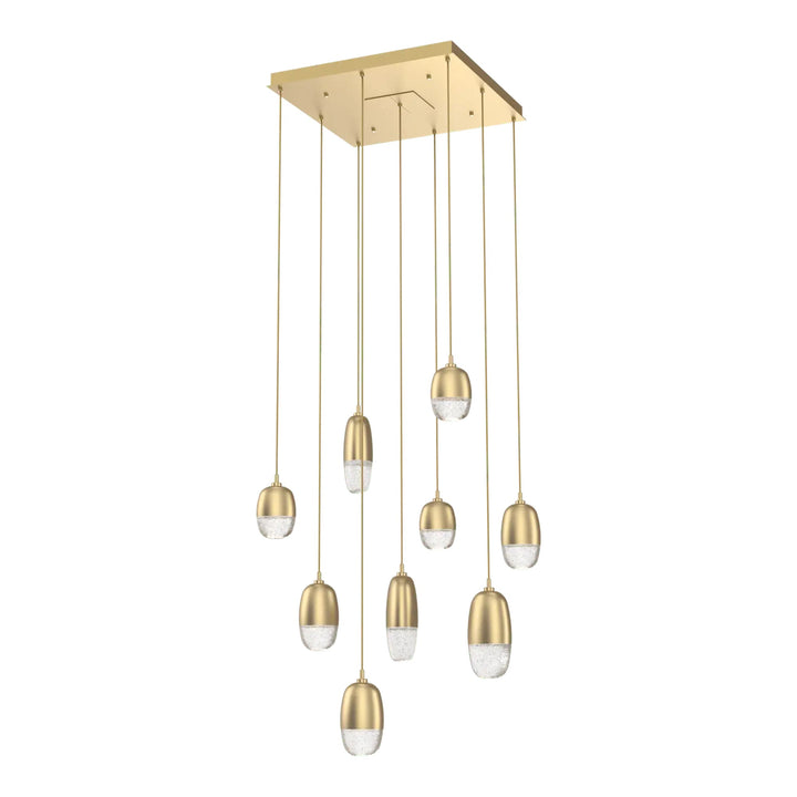 Pebble Square Pendant Chandelier by Hammerton Studio in Gilded Brass