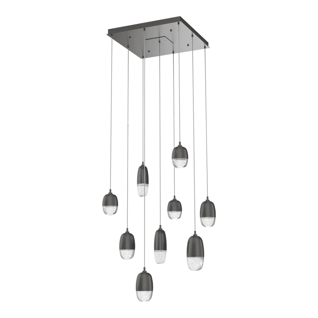 Pebble Square Pendant Chandelier by Hammerton Studio in Graphite