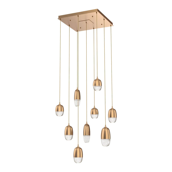 Pebble Square Pendant Chandelier by Hammerton Studio in Novel Brass